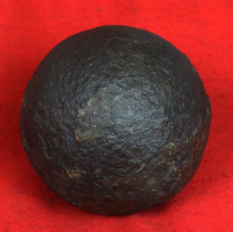 A Superb Original Waterloo Recovered Souvenir '6 Pounder ' Royal Artillery Cannon Ball Fired at La Haye Sainte During The Battle, Recovered From The Farm. With Clear Impact Site To The Ball. — image 3