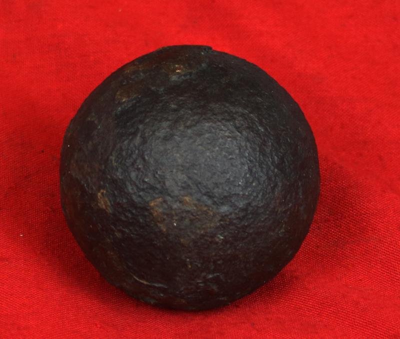 A Superb Original Waterloo Recovered Souvenir '6 Pounder ' Royal Artillery Cannon Ball Fired at La Haye Sainte During The Battle, Recovered From The Farm. With Clear Impact Site To The Ball. — image 4