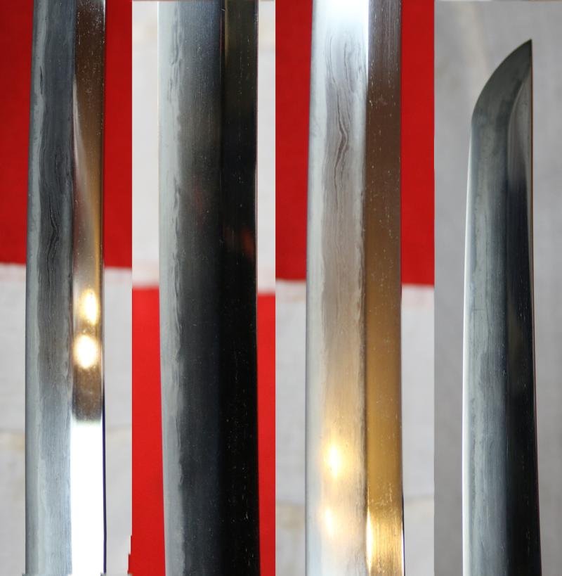 A Simply Stunning A Fabulous Original Antique Shinto Early Edo Period Chisa Katana. Wondrous Pure Gold and Shakudo Mounts Of The Tale of Momotarō, the Demon and The Monkey. Superbly Beautiful Blade Hamon and Hada Grain — image 8