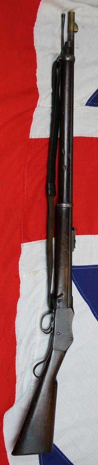 Original Antique MK I - II Short Lever Martini Henry Rifle, Dated 1875, By Enfield, Early Model Long Cocking Indicator, With Original Victorian Leather Sling. Rare Brass Muzzle Dust Cover & In Fabulous Condition. One Of Only 1400 Early MK1 Models Made — image 2