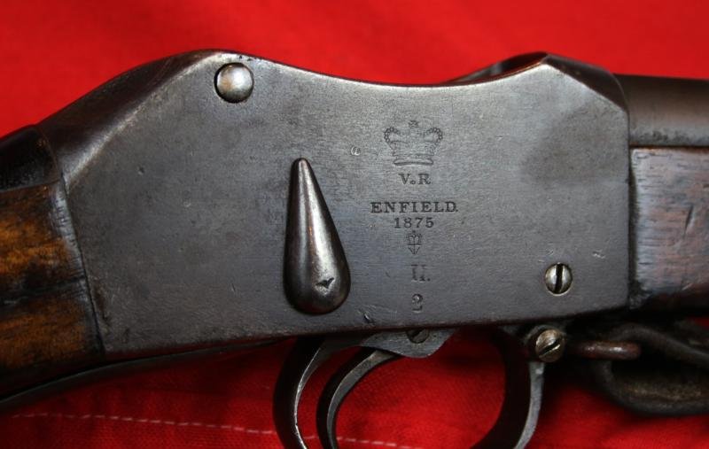 Original Antique MK I - II Short Lever Martini Henry Rifle, Dated 1875, By Enfield, Early Model Long Cocking Indicator, With Original Victorian Leather Sling. Rare Brass Muzzle Dust Cover & In Fabulous Condition. One Of Only 1400 Early MK1 Models Made — image 3