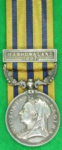 B.S.A COY MEDAL, RHODESIA 1896 WITH MASHONALAND 1897 CLASP, OFFICER …