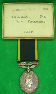 MINT BOXED EIIR TERRITORIAL EFFICIENCY MEDAL, PARACHUTE REGIMENT