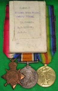 WW1 1914-15 TRIO, LIEUTENANT COMMANDER, R.N.R FROM LISBURN, WITH BOX …