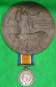 WW1 BRITISH WAR MEDAL & MEMORIAL PLAQUE, 3rd TYNESIDE SCOTTISH …