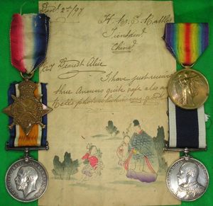 WW1 1914-15 TRIO & EVII RN LS&GC, HMS PEMBROKE, WITH …