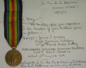 WW1 VICTORY MEDAL, V 40th TRENCH MORTAR BTY R.G.A, KILLED …