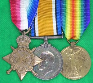 WW1 1914-15 TRIO, 1st BORDER REGIMENT, GUN SHOT WOUNDS TO …