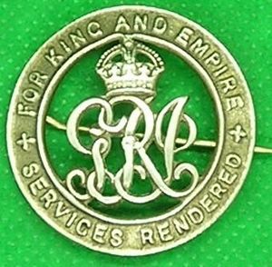 WW1 SILVER WAR BADGE, ROYAL GARRISON ARTILLERY