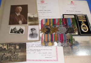 RARE WW1 & WW2 GROUP WITH THREE BAR ARMY EMERGENCY …