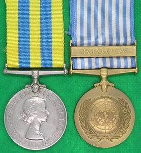 BRITISH & UN KOREA PAIR, BLACK WATCH, WOUNDED 8-11-1952 ATTACHED …