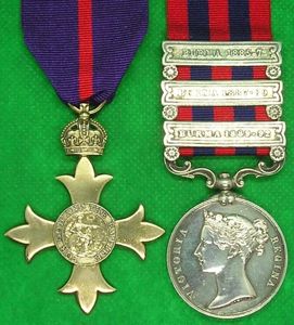 MILITARY O.B.E & 3 BAR IGS 1854, SOUTH WALES BORDERERS …