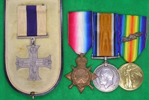 MINT CASED WW1 MILITARY CROSS & TRIO WITH M.I.D, 5th …