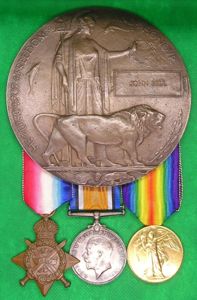 WW1 1914 STAR TRIO & MEMORIAL PLAQUE, 16th LANCERS ATTACHED …