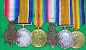 2 x 1914 STAR TRIOS TO BROTHERS, 1st K.S.L.I, K.I.A, …