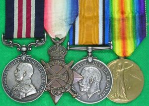 WW1 GVR 1st TYPE MILITARY MEDAL (MM) & 1914-15 TRIO, …