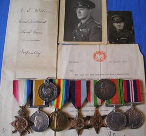 WW1 & WW2 GROUP WITH COMMISSION SCROLL & PHOTOGRAPHS & …