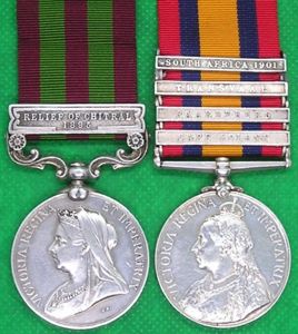 IGS 1895 RELIEF OF CHITRAL 1895 & 4 BAR QSA, …