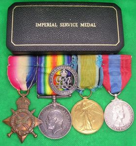 WW1 1914-15 TRIO & SILVER WAR BADGE WITH ISM, 2nd …