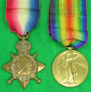 WW1 1914-15 STAR & VICTORY MEDAL, 7th K.O.S.B, K.I.A F&F …
