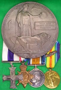WW1 MILITARY CROSS & TRIO WITH M.I.D & MEMORIAL PLAQUE, …