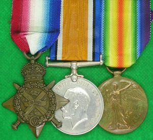 WW1 1914 STAR TRIO, 5th BORDER REGIMENT, DISCHARGED WITH A …