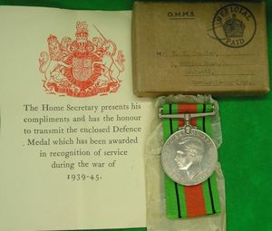 MINT BOXED WW2 DEFENCE MEDAL, AUXILIARY FIRE SERVICE FROM SWALWELL, …