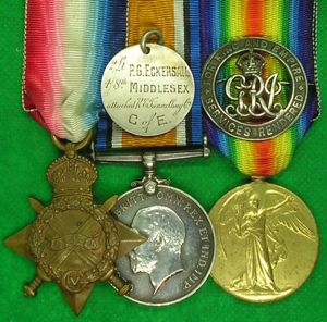 WW1 1914-15 TRIO WITH ORIGINAL SILVER WAR BADGE & SILVER …