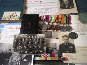 WW2 1945 DATED A.F.C & KINGS COMMENDATION GROUP WITH LOG …