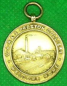WW1 9ct GOLD WELCOME HOME / TRIBUTE MEDAL, PRESTON COLLIERY, …