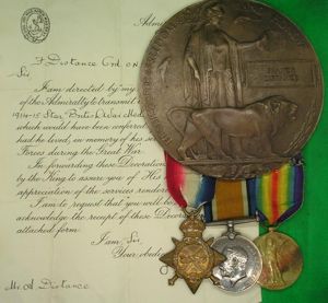 WW1 1914-15 TRIO & MEMORIAL PLAQUE, BOY / ORD HMS …
