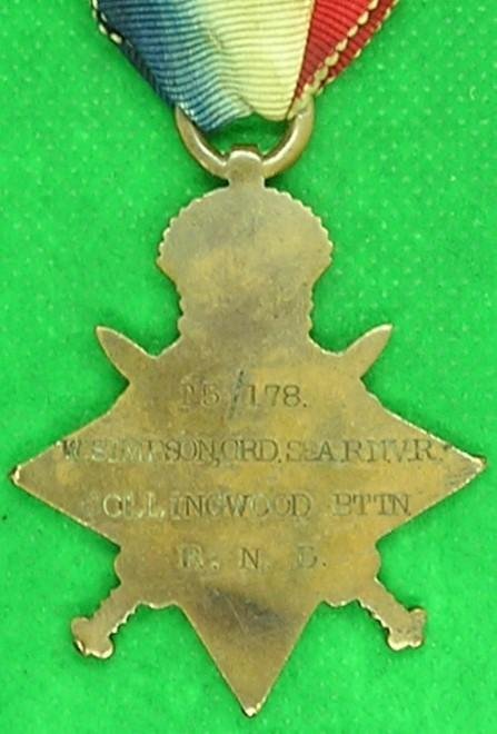 WW1 1914 STAR, COLLINGWOOD BTN RND, FROM GATESHEAD, CAPTURED AT ANTWERP 1914 & INTERNED FOR THE DURATION — image 3