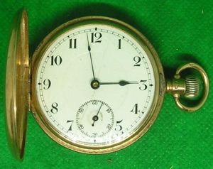 9CT GOLDEN FULL HUNTER POCKET WATCH, PRESENTED BY THE PEOPLE …