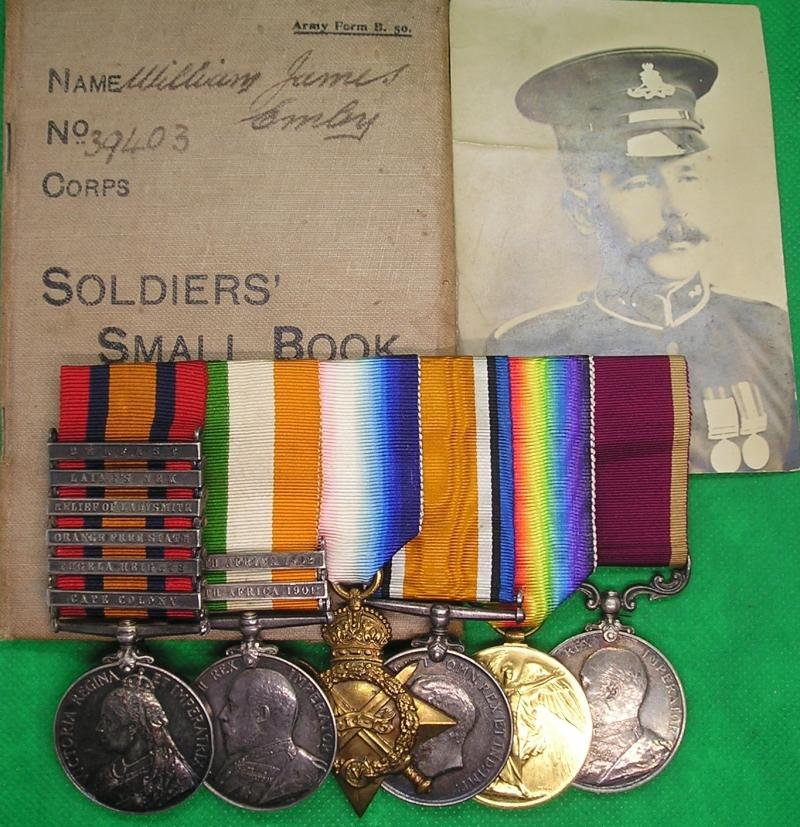 6 BAR QSA, KSA, 1914-15 TRIO & EVII LS&GC, 61st BTY R.F.A, WITH ORIGINAL SERVICE BOOK & PHOTOGRAPH — image 2