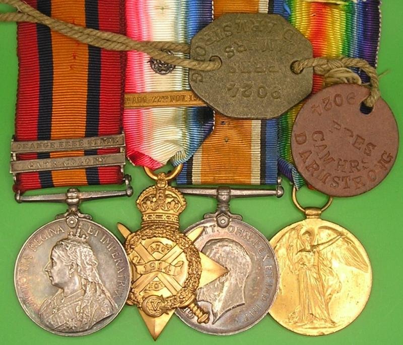 QSA & 1914 MONS STAR TRIO WITH DOG TAGS, A&S.HIGHRS / CAMERON HIGHLANDERS — image 2