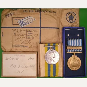 MINT BOXED KOREA PAIR, ROYAL SCOTS, WITH POSTAL ENVELOPE