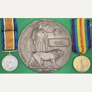 WW1 PAIR & MEMORIAL PLAQUE, 2nd ROYAL SCOTS FUSILIERS, DIED …