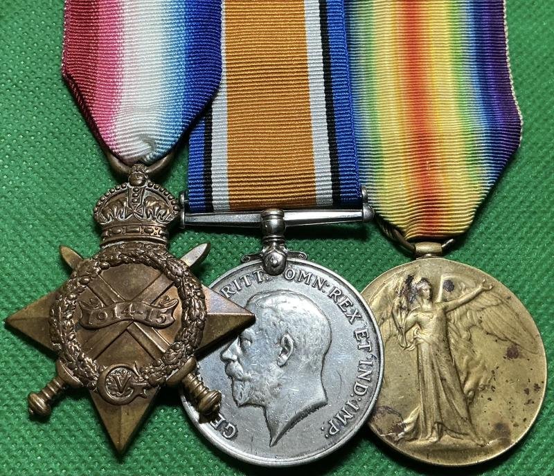 WW1 1914-15 TRIO, 15th HIGHLAND LIGHT INFANTRY, GLASGOW TRAMWAYS BTN, DISCHARGED WITH A SILVER WAR BADGE DUE TO WOUNDS — image 2