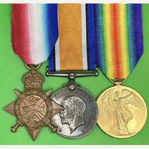 WW1 1914 STAR TRIO, 2nd SEAFORTH HIGHLANDERS, WOUNDED OCTOBER 1914