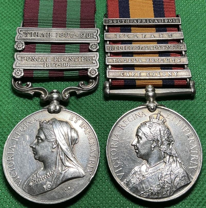 2 BAR IGS 1895 PUNJAB FRONTIER 1897-98 & TIRAH 1897-98 & 5 BAR QSA, ROYAL INNISKILLING FUSILIERS — image 2