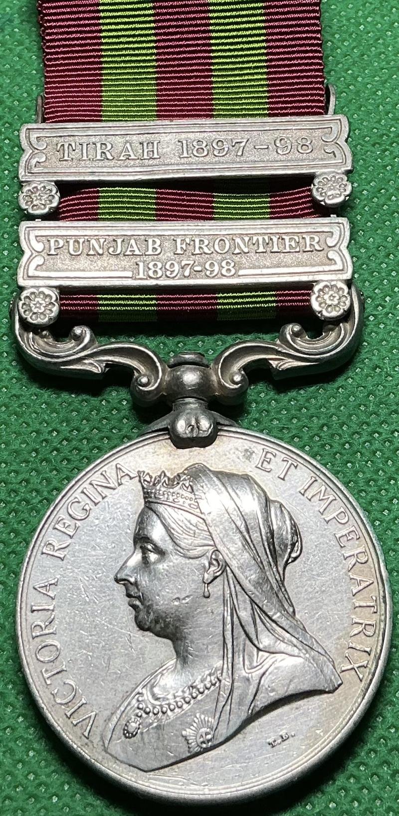 2 BAR IGS 1895, PUNJAB FRONTIER 1897-98 & TIRAH 1897-98, 1st GORDON HIGHLANDERS, DANGEROUSLY WOUNDED BY GUN SHOT AT DARGAI HEIGHTS 20-10-1897 — image 2