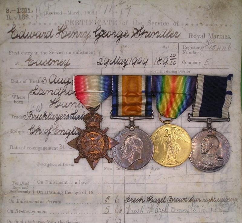WW1 1914 STAR TRIO & LS&GC, ROYAL MARINE BRIGADE / R.M.L.I, WITH ORIGINAL SERVICE PAPERS — image 2