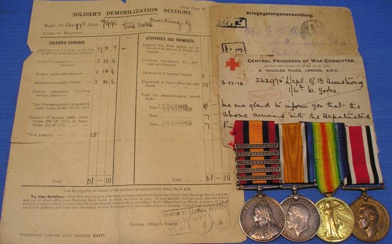 BOER WAR & WW1 GROUP WITH GVIR SPECIAL CONSTABULARY MEDAL, 101st IMPERAL YEOMANRY & 6th W.YORK.R, PRISONER OF WAR WW1, FROM GATESHEAD — image 2