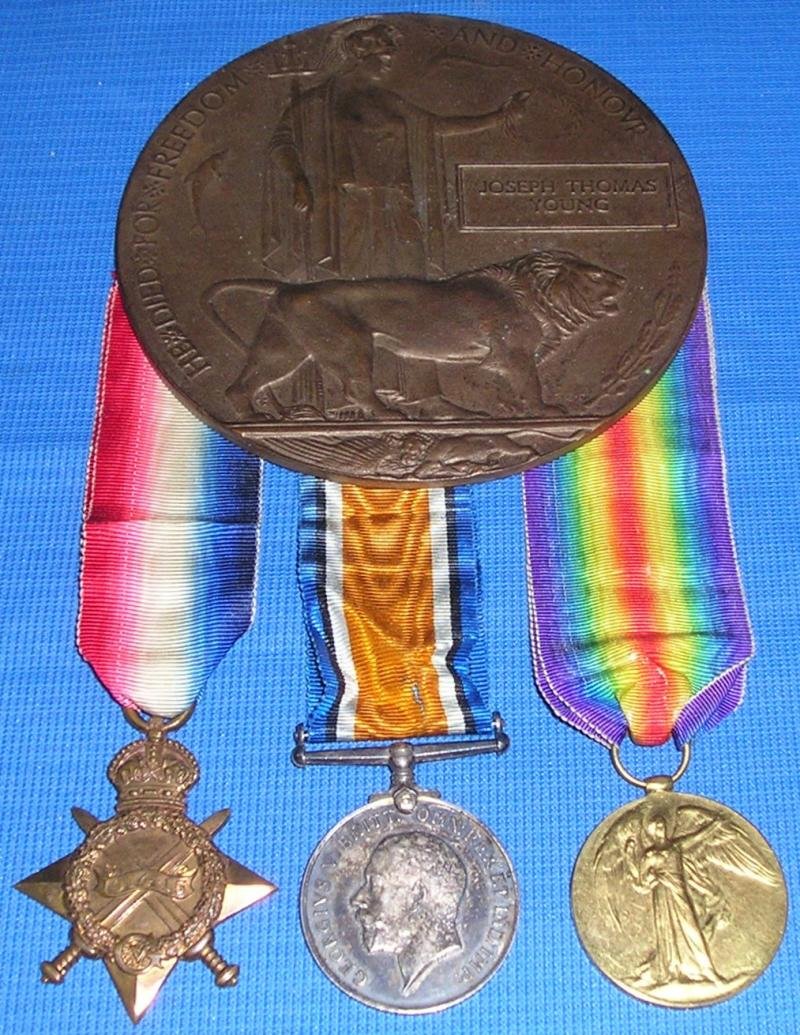 WW1 1914-15 TRIO & MEMORIAL PLAQUE, HMS PEMBROKE, ROYAL NAVY, DIED 15-4-1915 FROM EAST GRINSTEAD — image 2