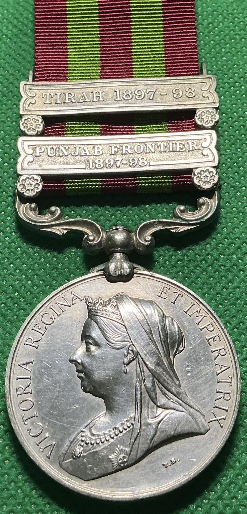 2 BAR IGS 1895, 1st ROYAL SCOTS FUSILIERS,WOUNDED BY GUN SHOT TO THE HEAD AT BAGH BARKAI 13-3-1897 — image 2