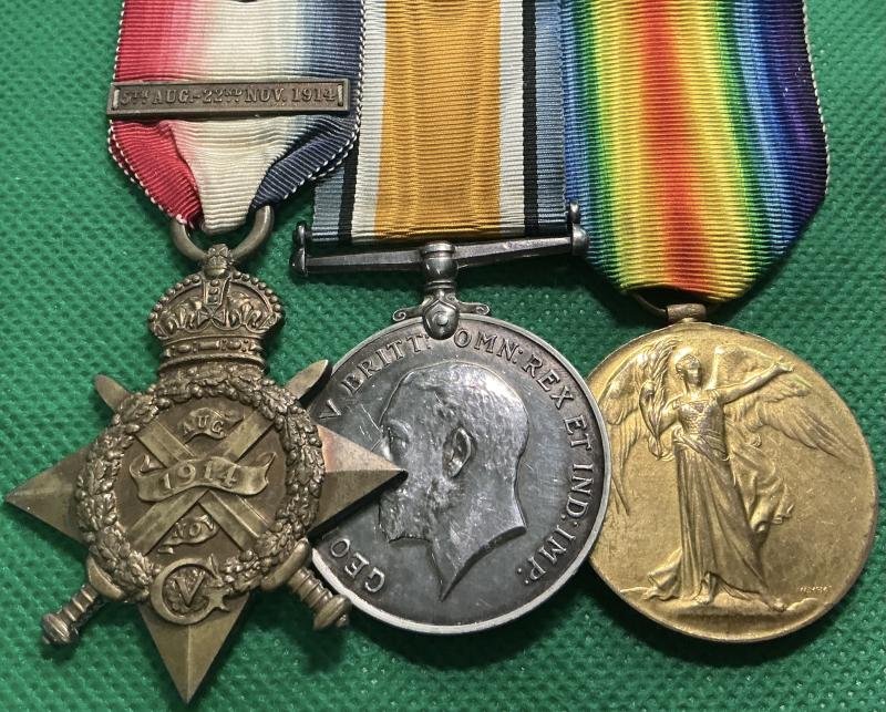 WW1 1914 MONS STAR & BAR TRIO, 1st GORDON.HIGHRS, WOUNDED OCTOBER 1914 & LOST HIS LEG — image 2