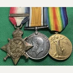 WW1 1914 MONS STAR & BAR TRIO, 1st GORDON.HIGHRS, WOUNDED …