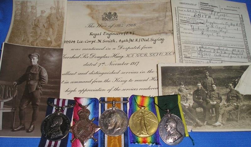 WW1 MILITARY MEDAL GROUP WITH ORIGINAL M.I.D CERTIFICATE & PHOTOS, 49th WEST RIDING DIV SIGNAL COY, ROYAL ENGINEERS FROM SHEFFIELD — image 2