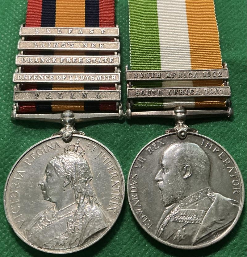 5 BAR QSA & KSA PAIR, 18th HUSSARS, TALANA / DEFENCE OF LADYSMITH — image 2