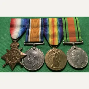 WW1 1914 MONS STAR TRIO & DEFENCE MEDAL, CAPTAIN, 1st …